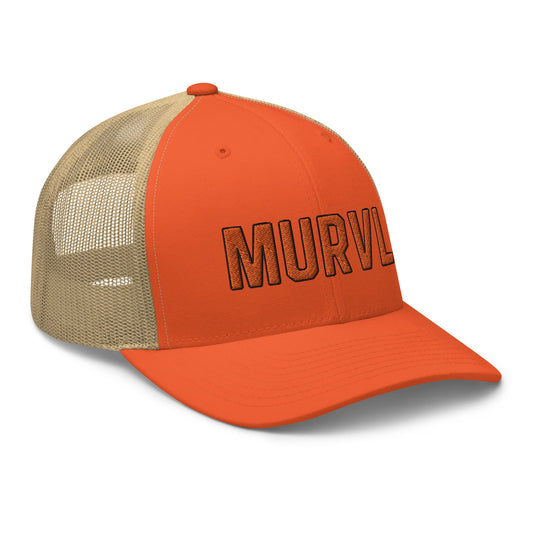 MURVL orange logo embroidered trucker cap