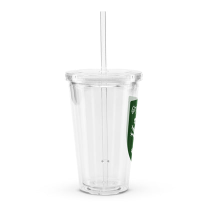 Gryphon's clear plastic tumbler