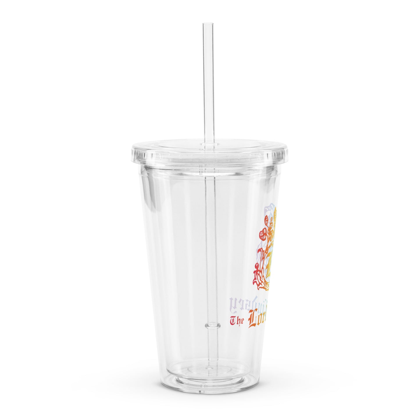 Lord Lindsey rainbow logo clear plastic tumbler