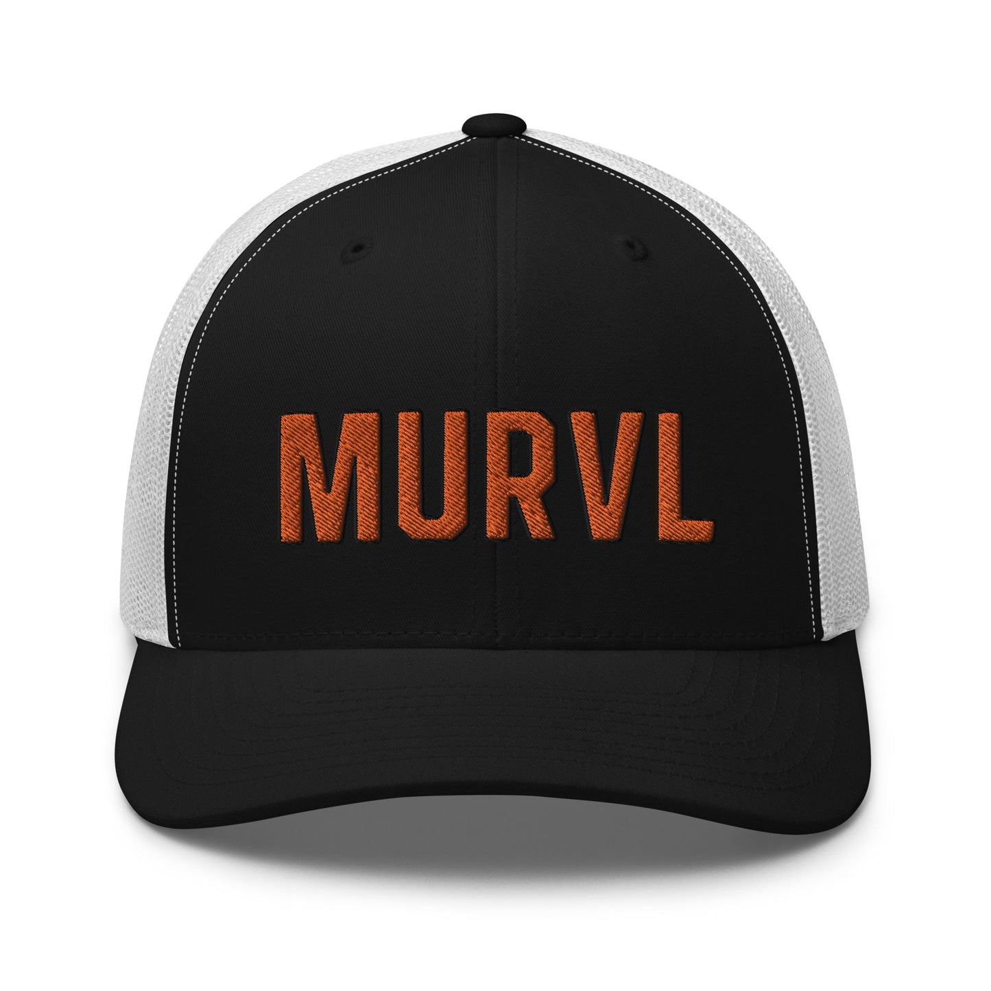 MURVL orange logo embroidered trucker cap