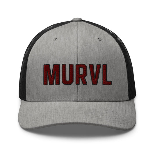 MURVL maroon logo embroidered trucker cap