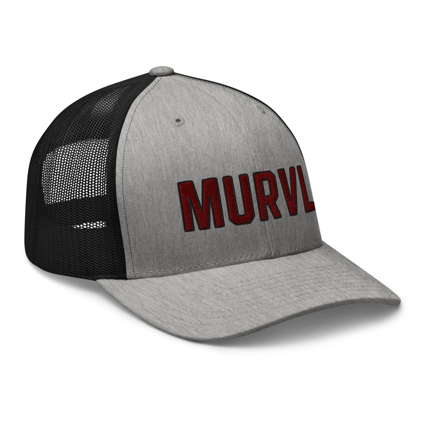 MURVL maroon logo embroidered trucker cap