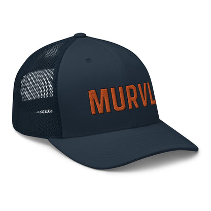 MURVL orange logo embroidered trucker cap