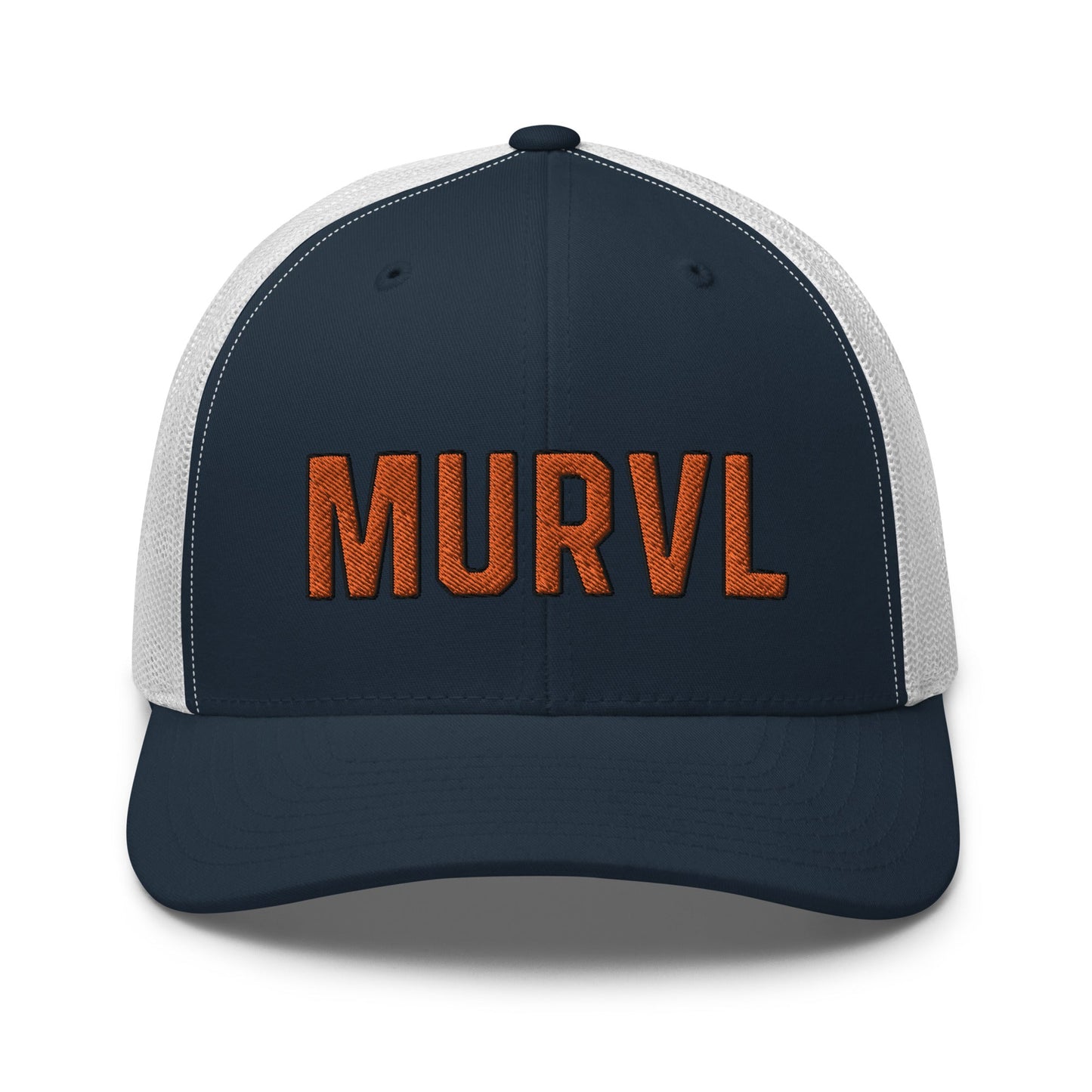 MURVL orange logo embroidered trucker cap