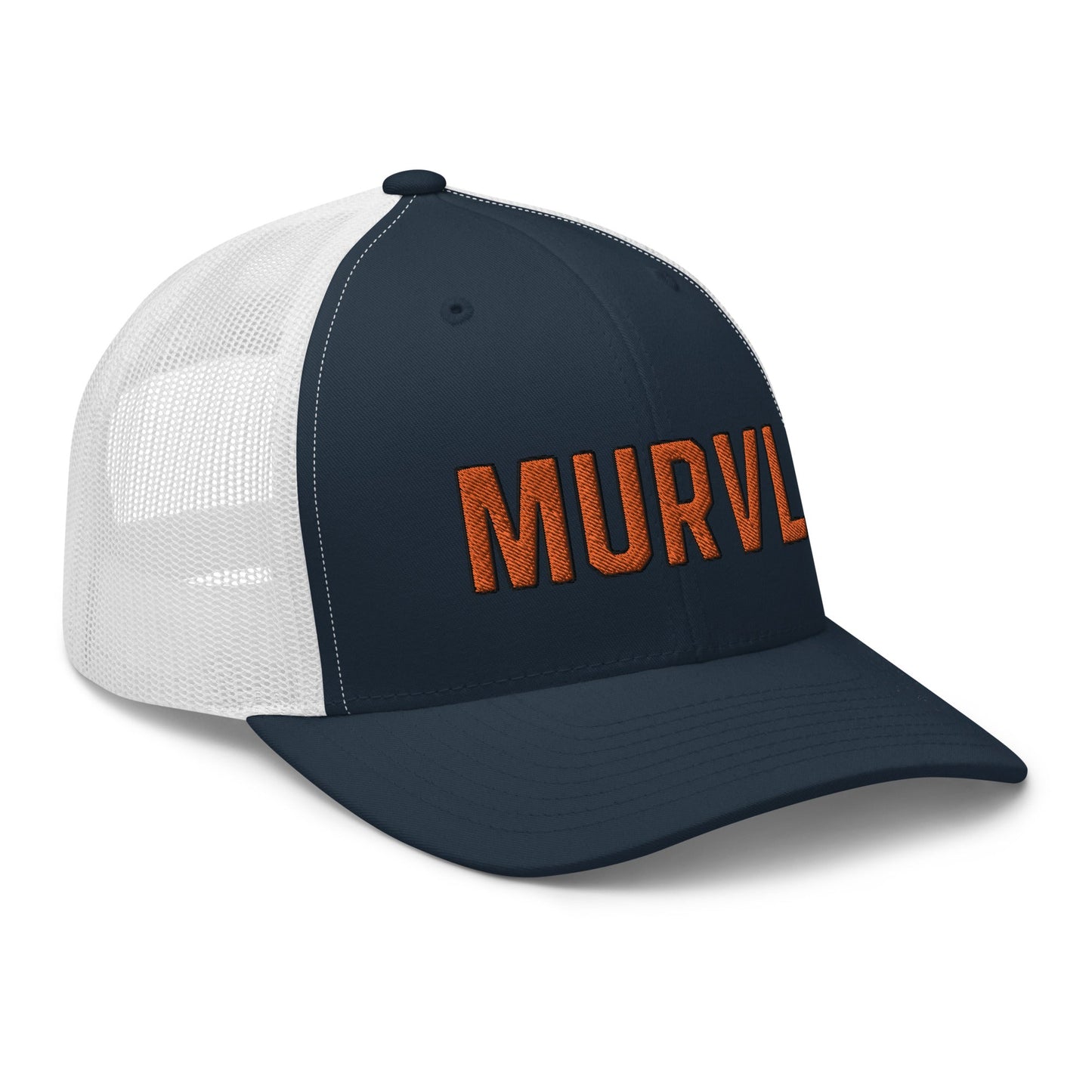 MURVL orange logo embroidered trucker cap