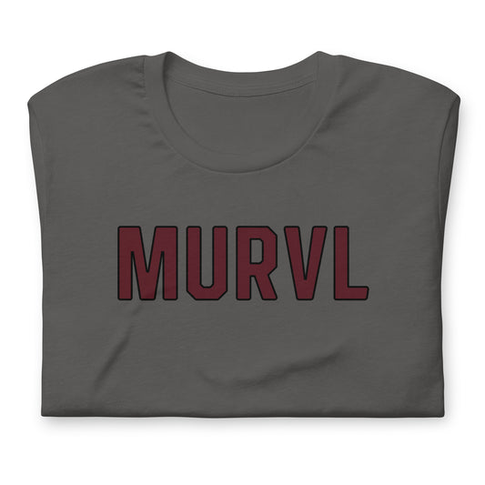 MURVL maroon logo unisex printed t-shirt